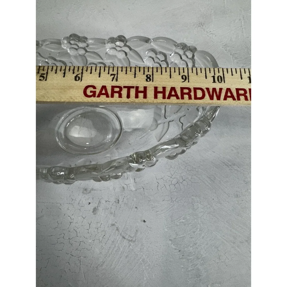 Vintage Pressed Glass Fruit Bowl Floral Embossed 11in Decorative Centerpiece Dis